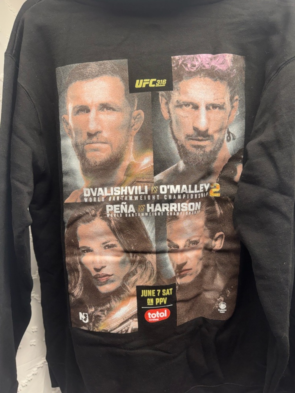 UFC 316 Dvalishvili vs. O'Malley 2 Event Black Hoodie - Picture 4 of 4